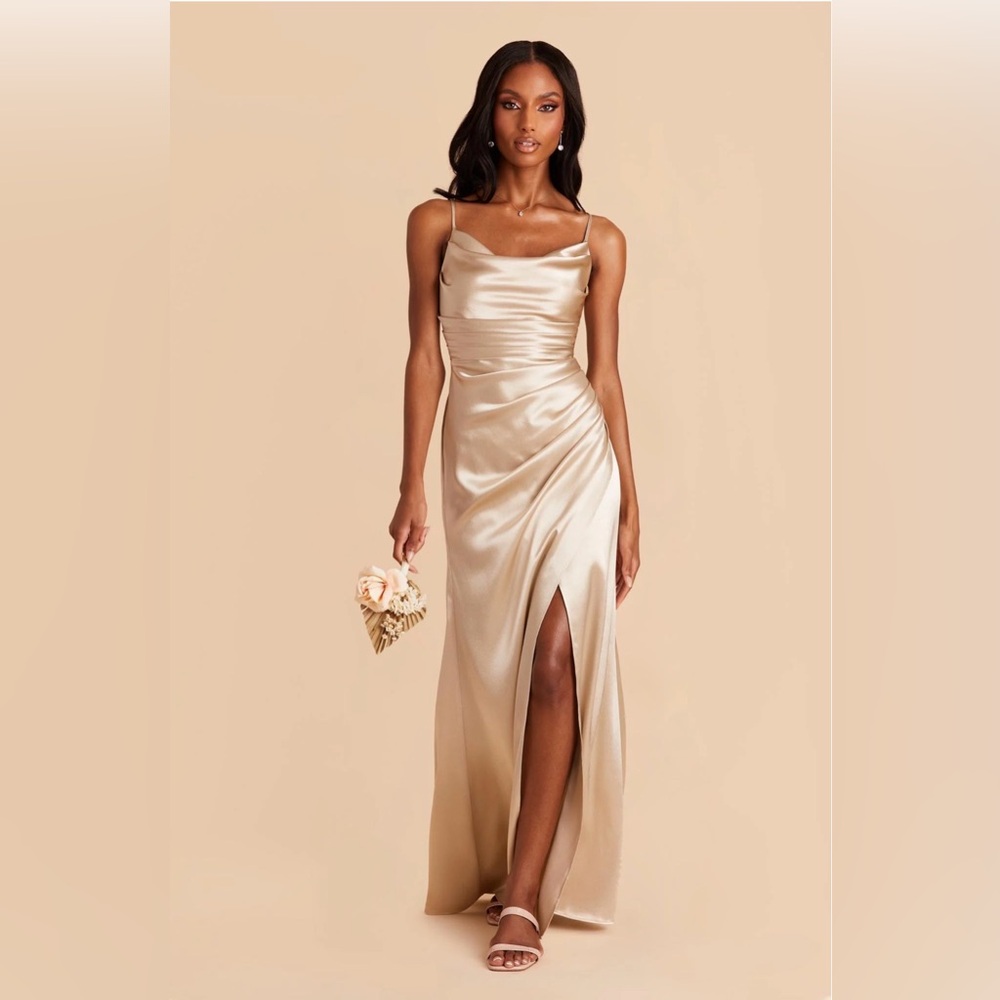 Birdy Grey- Lydia Shiny Satin Dress, Neutral Champagne, Medium